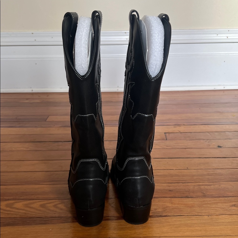 NIB WeWoreWhat "Romeo" Vegan Leather Western Festival Boots - Black - EU Size 39 - Picture 5 of 10
